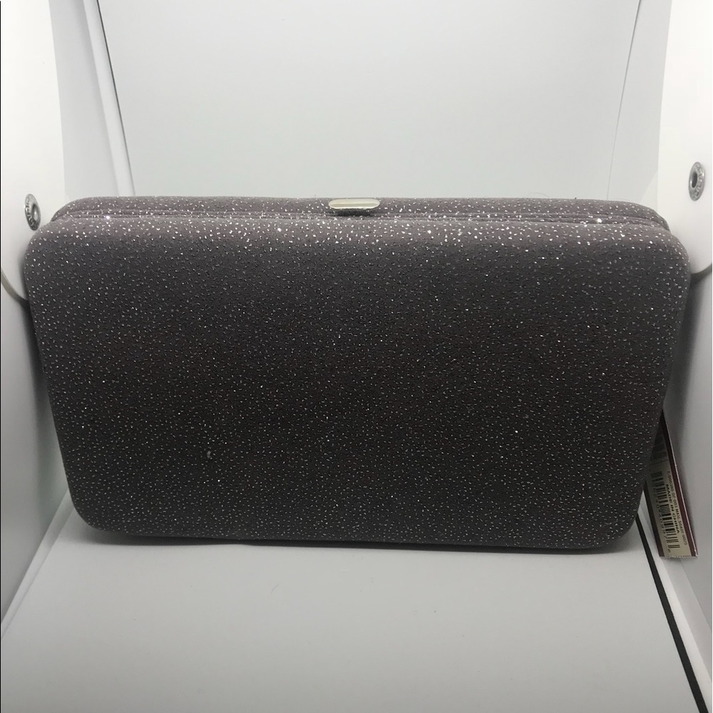 Hinged clutched wallet-dark gray with silver